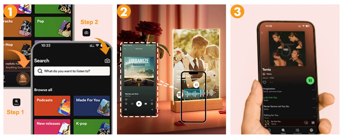 Targa Personalizzata con Musica Spotify – Lampada Acrilica Foto per Regalo Romantico