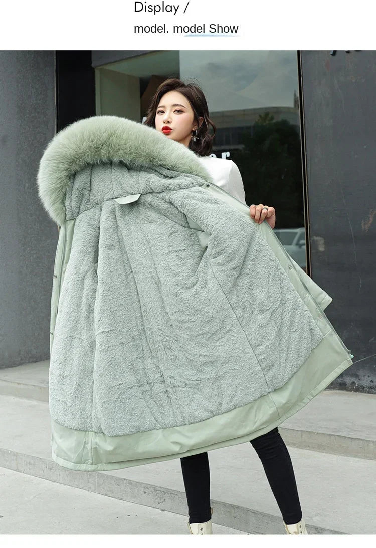Parka invernale donna – Cappotto lungo imbottito con fodera in lana, cappuccio e colletto in pelliccia, giacca calda da neve