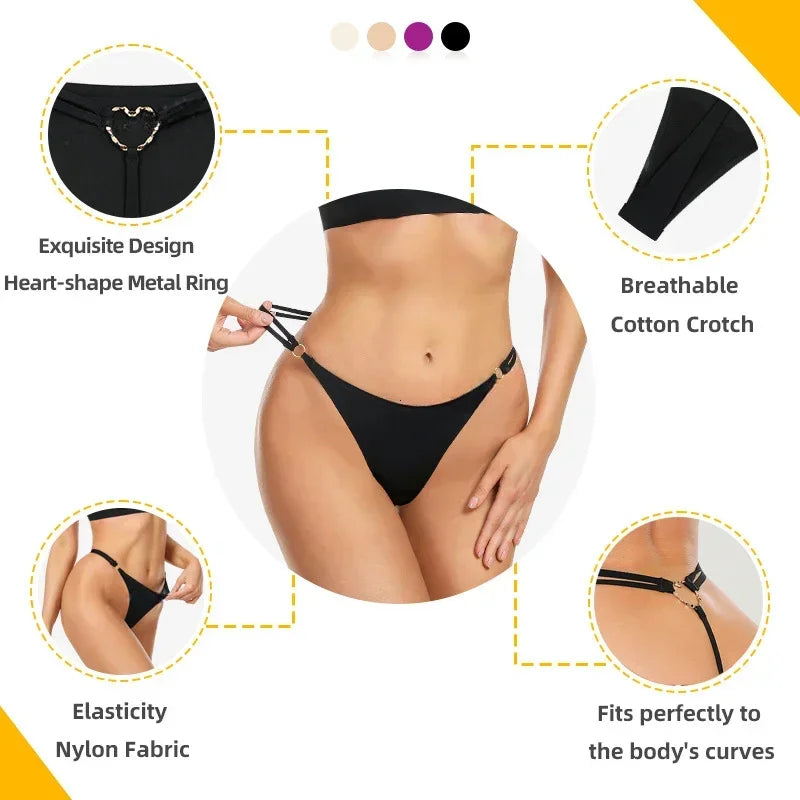 Perizoma sexy a vita alta con doppia fibbia "Love" – Slip minimalisti con cinturini sottili per un look seducente e traspirante