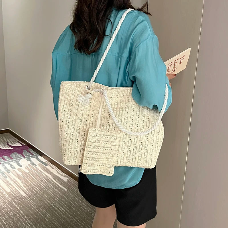 Borsa Tote Donna in Paglia Grande Capacità – Stile Boho Estivo