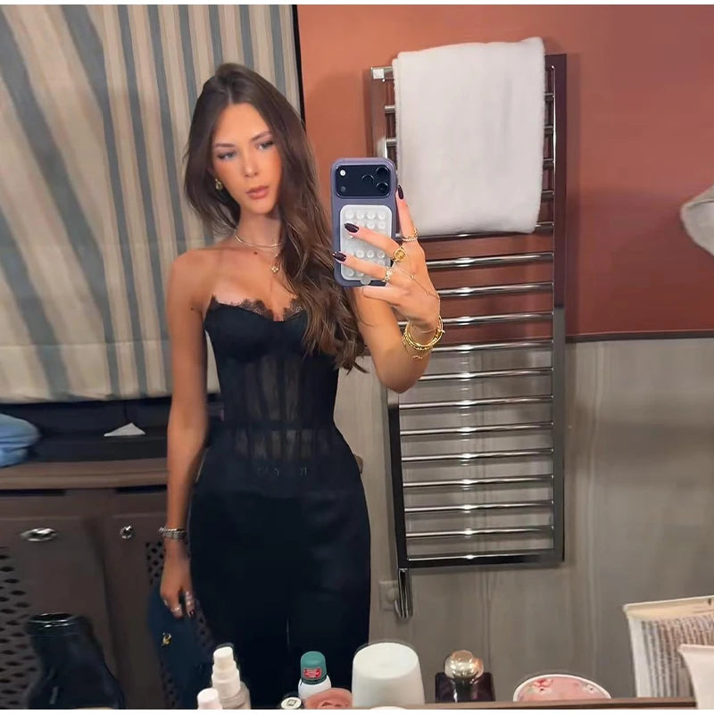 Corsetto Sexy Senza Spalline – Bustier in Pizzo Donna