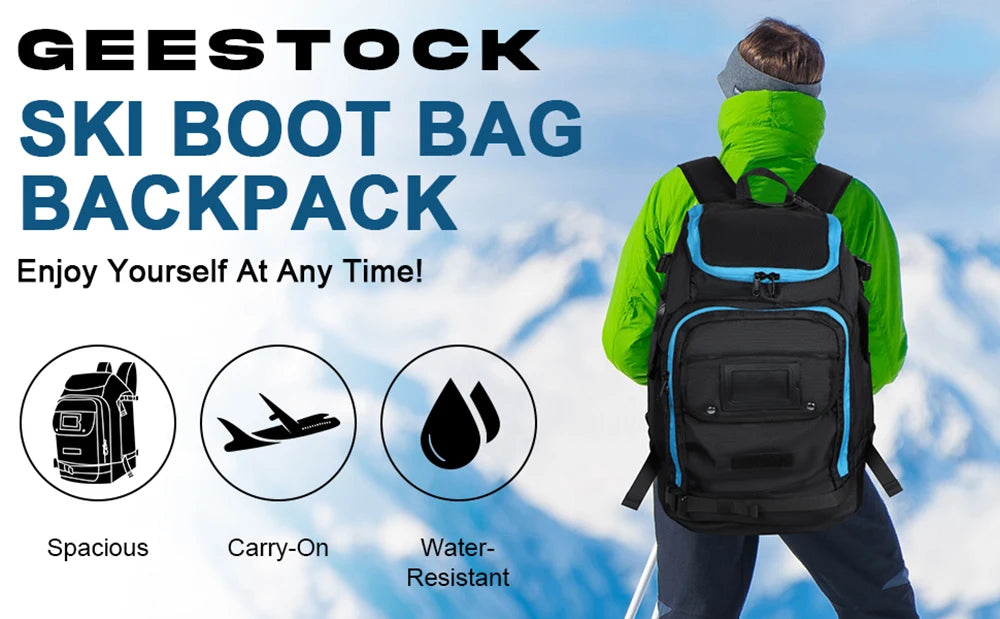 Zaino da viaggio sci/snowboard 50 L impermeabile – borsa scarponi & casco, scomparto wet/dry, trasporto attrezzatura neve