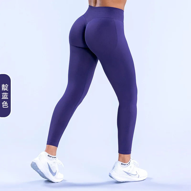Leggings Teveo con Logo – Seamless Yoga & Gym per Donna, Vita Alta e Scrunch