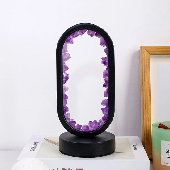 1PC LED Bedside Lamp | Natural Quartz & Amethyst Raw Stone Crystal Lamp | Soothing Night Light for Bedroom & Desk, Christmas Dec