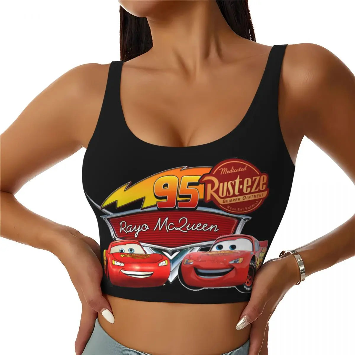 Maglia cars SaettaMcQueen Donna | Cartoon Fitness Crop Top Cars