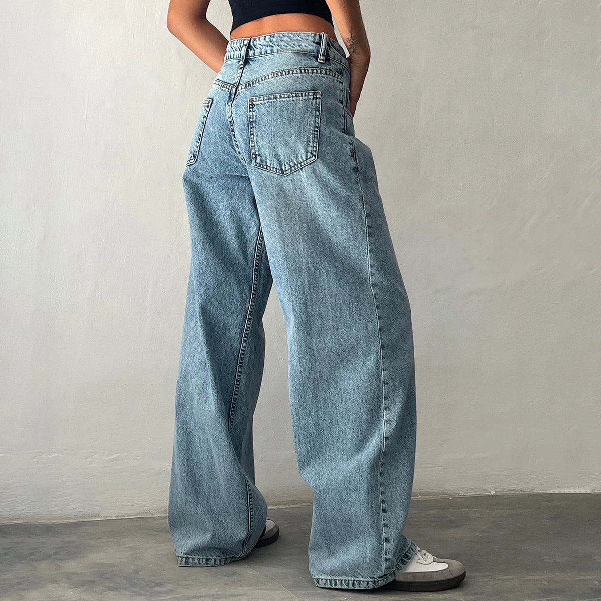 Jeans Boyfriend Donna Vita Alta con Tasche – Stile Y2K - dettaglio prodotto
