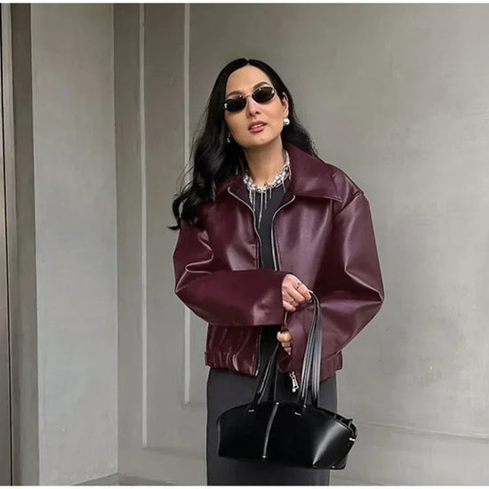 Giacca Donna in Similpelle con Zip e Colletto - immagine 25
