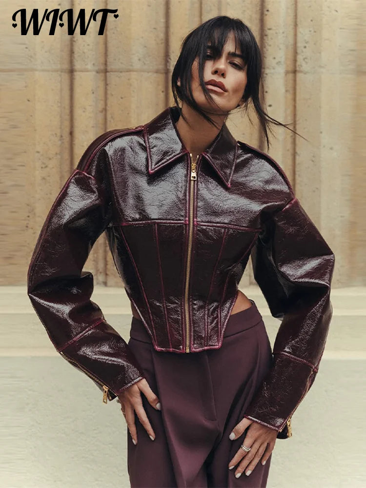 Giacca Crop in Ecopelle Vintage da Donna – Spring 2026 Streetwear con Zip e Colletto