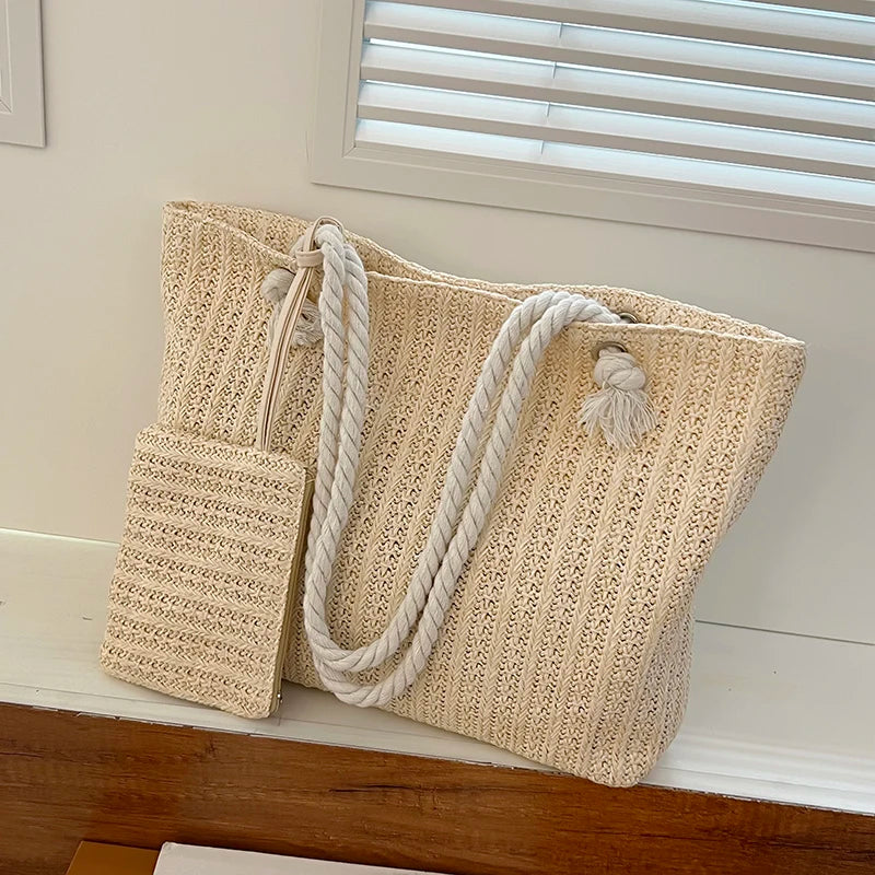 Borsa Tote Donna in Paglia Grande Capacità – Stile Boho Estivo