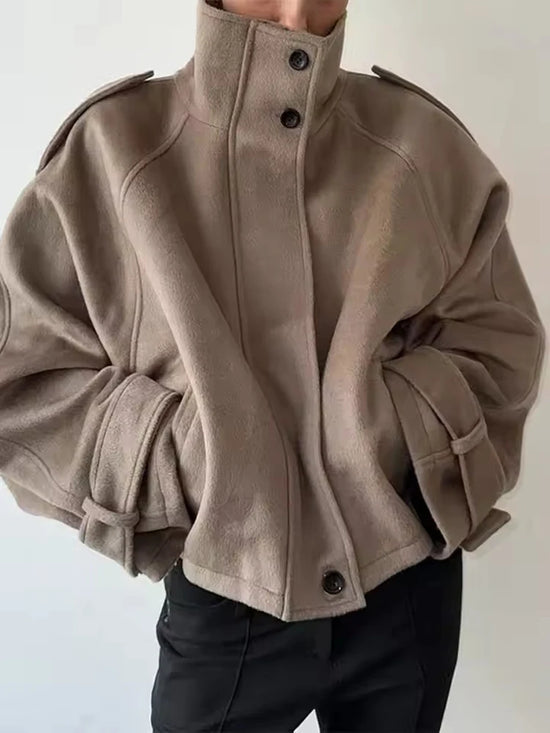 Cappotto Corto Donna Collo Alto con Zip e Tasche - immagine 22