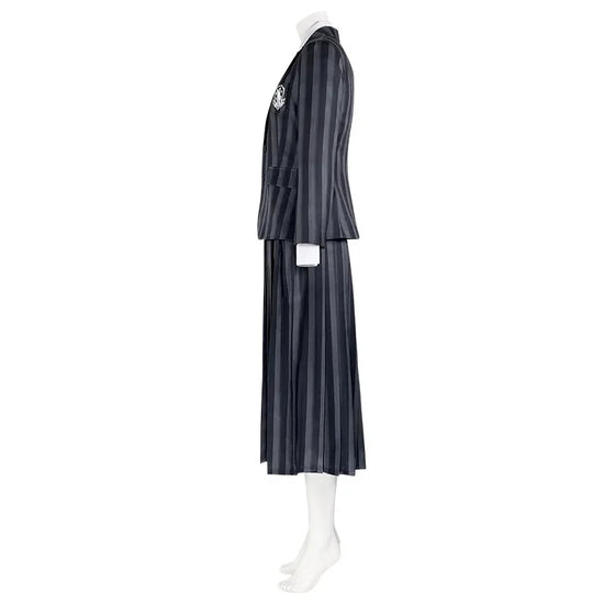 Costume università Mercoledi Addams 2025 – uniforme scolastica cosplay con giacca, gilet, gonna, perfetto per Halloween/adulti e bambini
