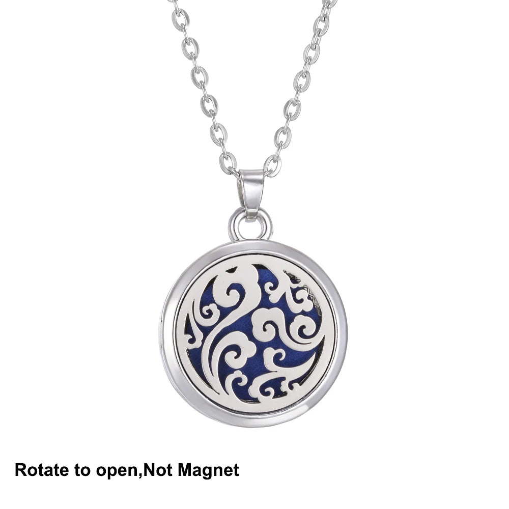 Collana Aromaterapia Albero della Vita – Ciondolo Rotondo Diffusore Oli Essenziali in Acciaio Inox | Idea Regalo Donna