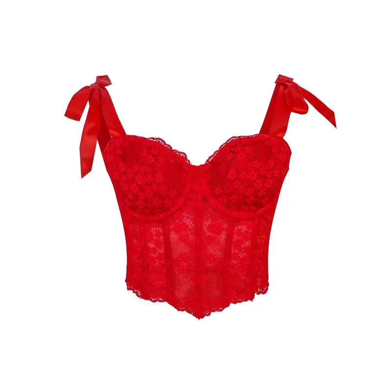 Corsetto Sexy in Pizzo Trasparente – Bustier Push Up Donna