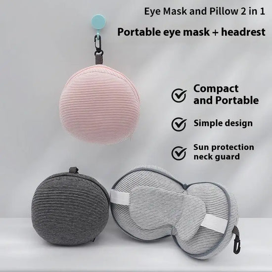 Cuscino da Viaggio 2-in-1 con Mascherina per Occhi – Supporto per Collo e Riposo comodo