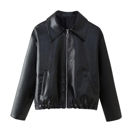 Giacca Similpelle Donna Oversize con Zip - immagine 14