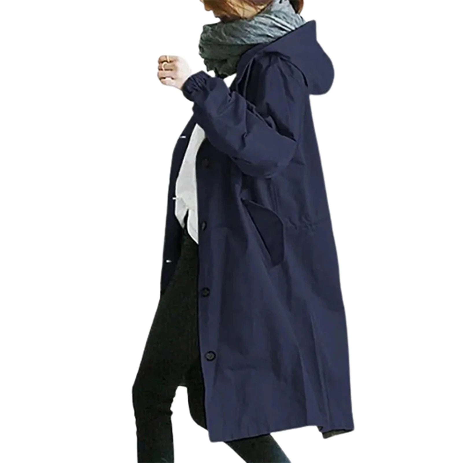 Giacca windbreaker donna con cappuccio, tasche e chiusura a bottoni – antivento, impermeabile, quick-dry, perfetta per escursioni e outdoor