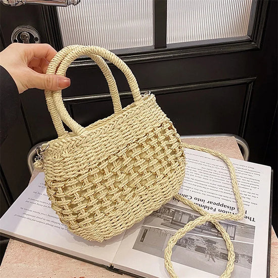 Borsa Piccola a Tracolla Donna in Paglia Intrecciata - Leggera e Trendy