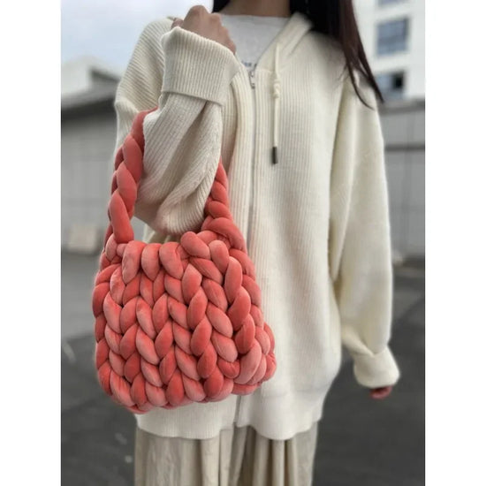Borsa uncinetto in velluto intrecciato a mano – handbag artigianale unisex disponibile in più colori e dimensioni