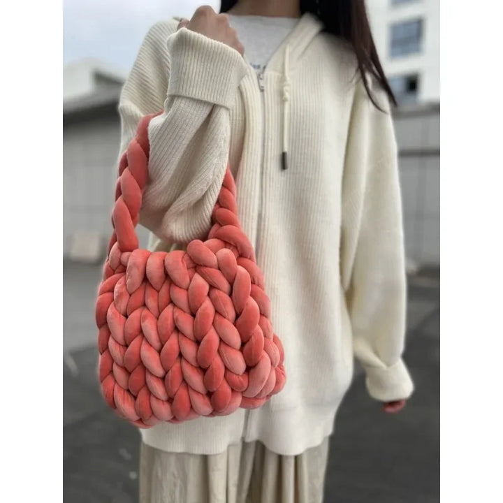 Borsa uncinetto in velluto intrecciato a mano – handbag artigianale unisex disponibile in più colori e dimensioni