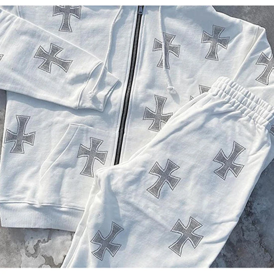 Felpa con cappuccio, zip e strass stile Y2K