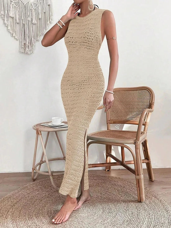 Abito Donna Cut-Out Aderente – Vestito Elegante Beige o Nero