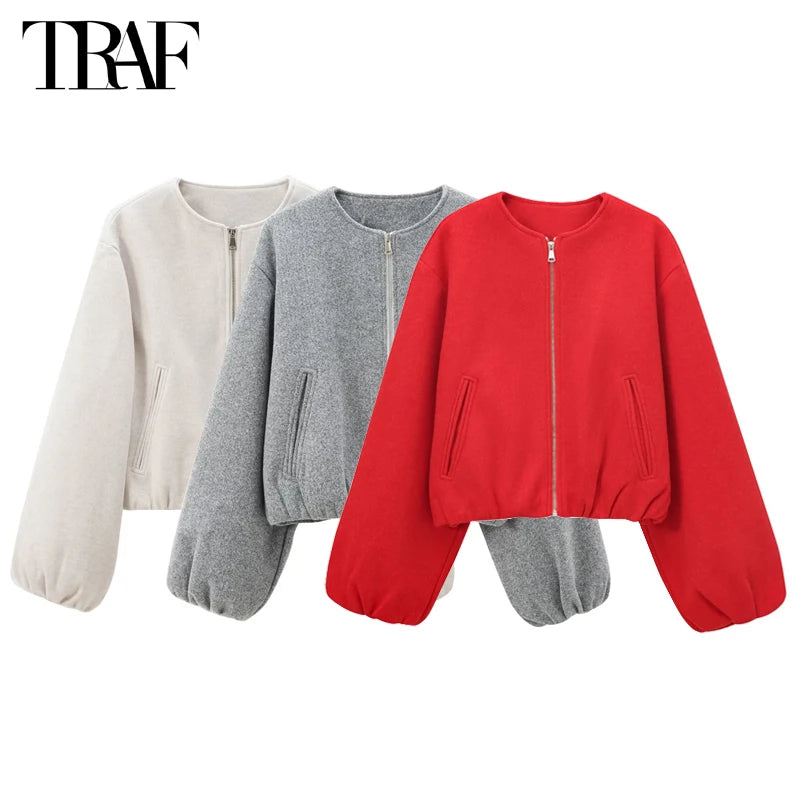 Bomber corto rosso da donna – giacca cropped sportiva
