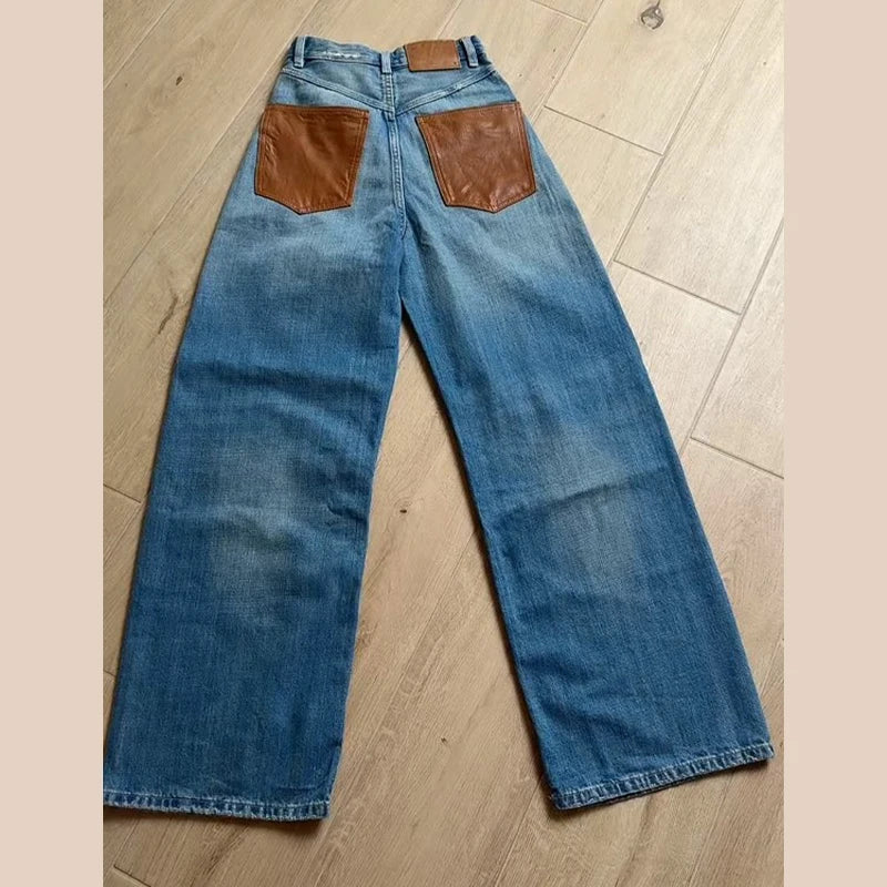 jeans donna gradient con strappi casual streetwear