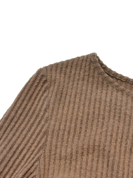 Vestito midi donna con cintura, spacco e maniche lunghe