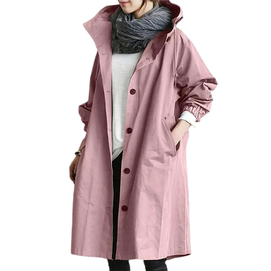 Giacca windbreaker donna con cappuccio, tasche e chiusura a bottoni – antivento, impermeabile, quick-dry, perfetta per escursioni e outdoor