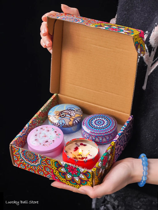 Set 4 Candele Profumate in Vaso con Cristalli e Fiori Secchi – Decorazioni Romantiche per Casa