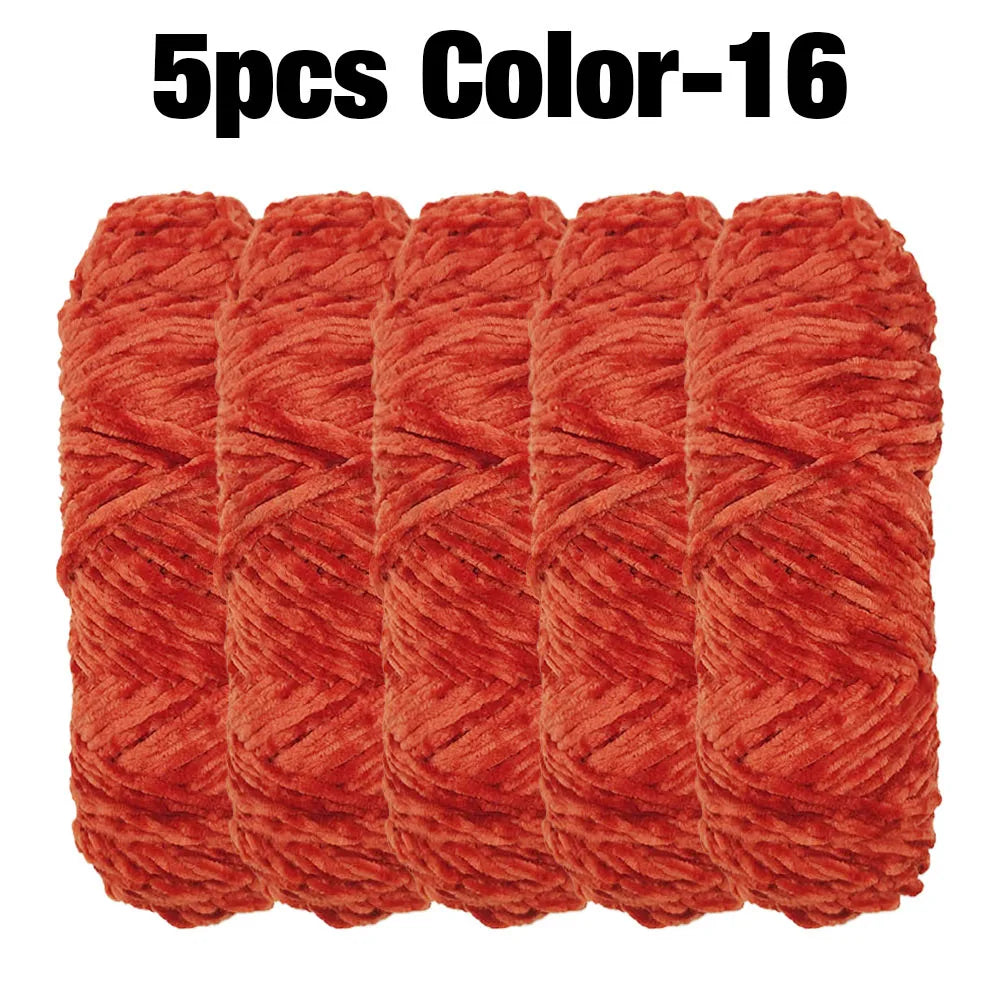 Set 5 rotoli filato ciniglia velluto 100 g – filo morbido e caldo per coperta, maglione, cuscini, DIY