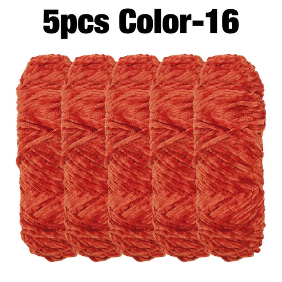 Set 5 rotoli filato ciniglia velluto 100 g – filo morbido e caldo per coperta, maglione, cuscini, DIY