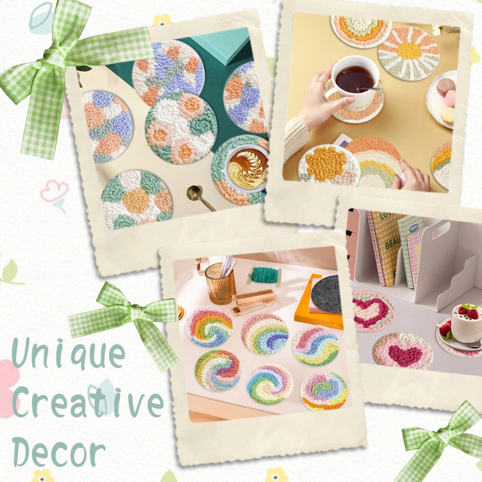 Kit Punch Needle Sottobicchieri Gatti – Set DIY Creativo per Principianti
