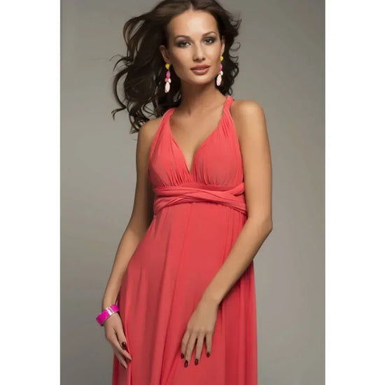 Abito Lungo Multiway Donna con Scollo a V – Vestito Trasformabile Elegante
