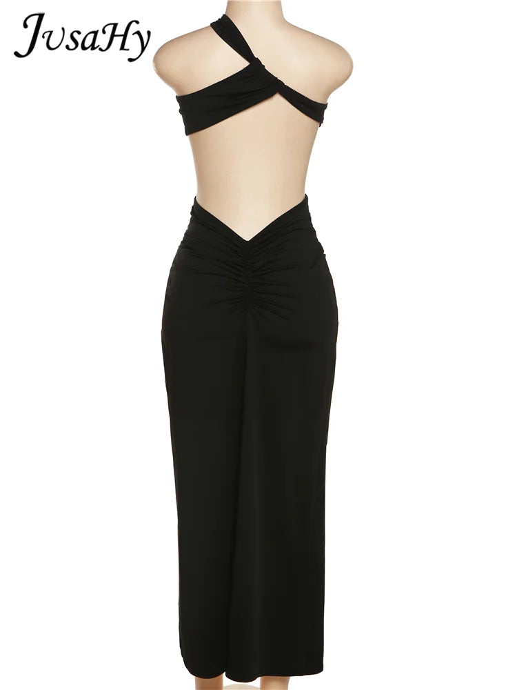 Abito Monospalla Sexy Donna Y2K – Spacco, Schiena Scoperta, Look Party 2025