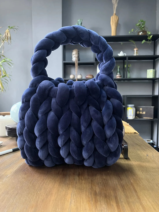 Borsa uncinetto in velluto intrecciato a mano – handbag artigianale unisex disponibile in più colori e dimensioni
