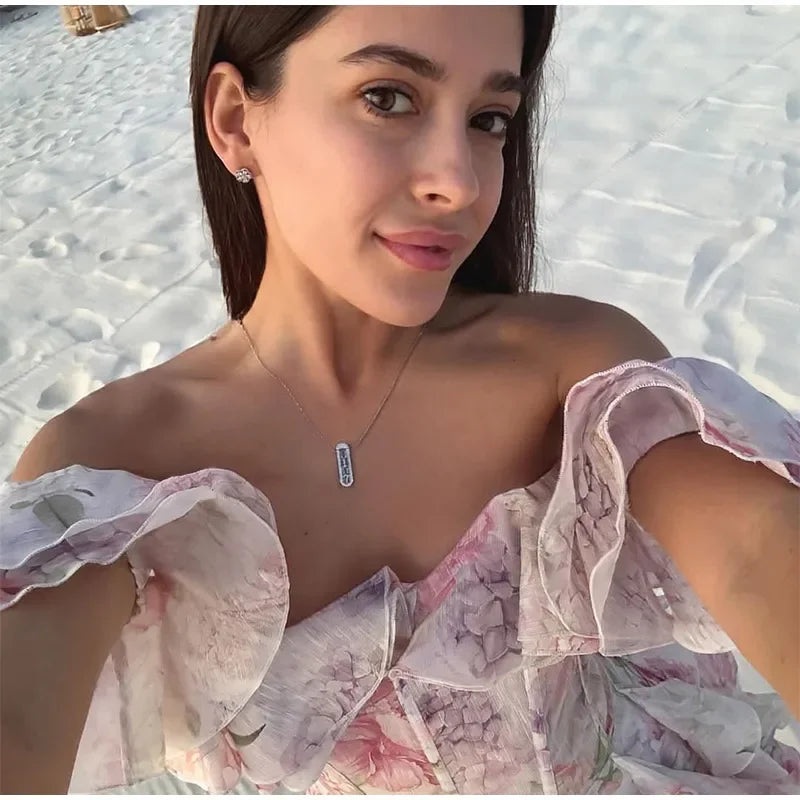 Vestito estivo mini chiffon floreale con scollatura profonda e maniche a palloncino – Abito da sera Fairycore 2025