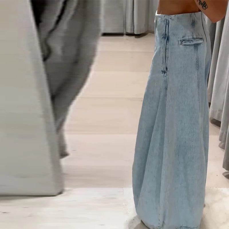 Jeans patchwork vita bassa donna – pantaloni larghi Y2K stile street fashion 2025