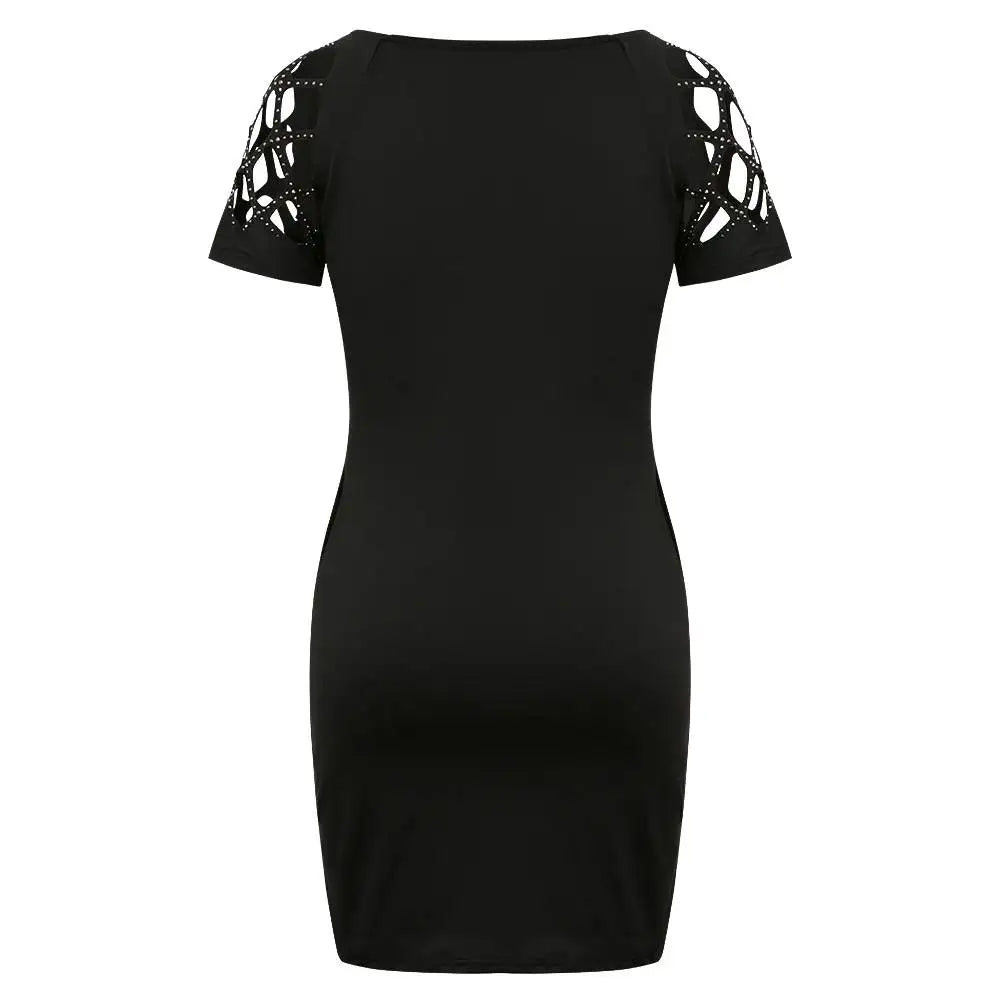 Mini Dress Bodycon Paillettes Donna – O‑Neck, Maniche Corte, Estate 2025