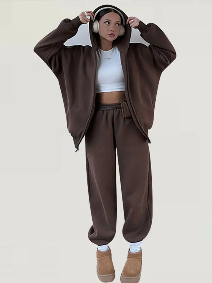 Set donna 2025 – tuta sportiva casual con felpa con cappuccio + pantaloni elasticizzati, outfit fitness & athleisure