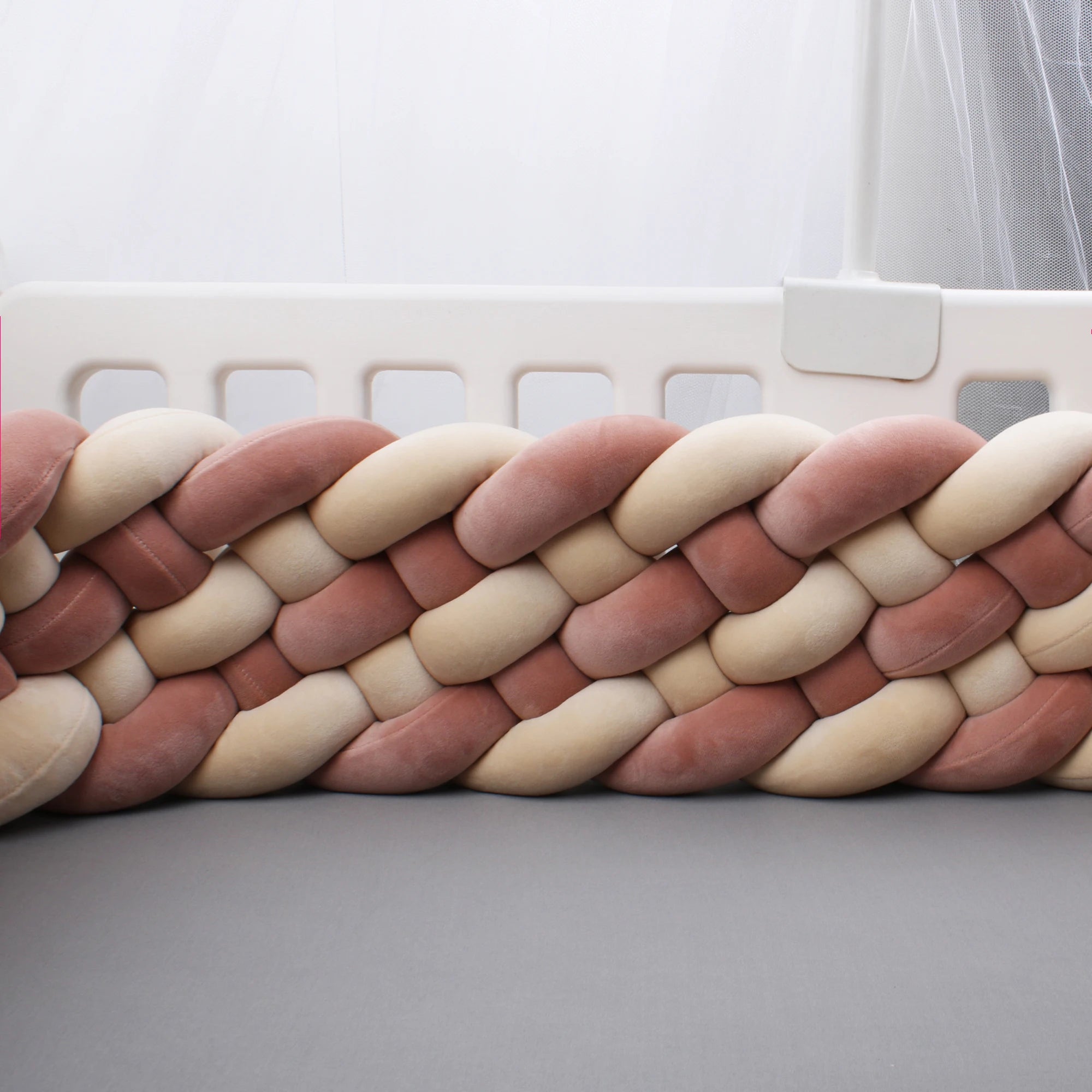 Paracolpi Culla Treccia Intrecciata 300 cm – Cuscino Nodo Protettivo per Lettino Neonati