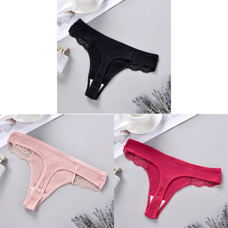 Set 3 pezzi G-string donna in cotone antibatterico – mutandine vita bassa traspiranti e asciugatura rapida, underwear comfort quotidiano