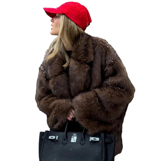 Cappotto oversize in ecopelliccia sfumata “Neo Mint” – faux fur coat donna caldo e fashion inverno 2025