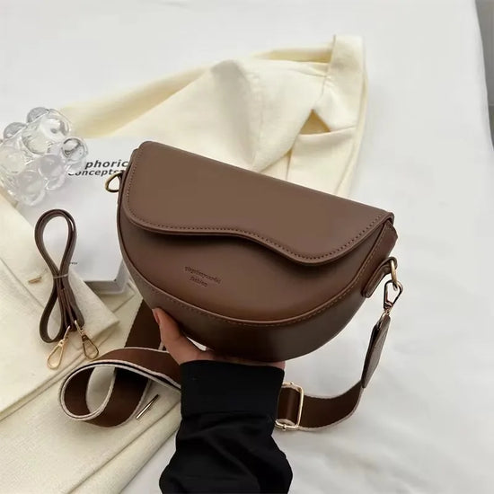 Borsa a tracolla donna con tasche e scomparti - Caffè