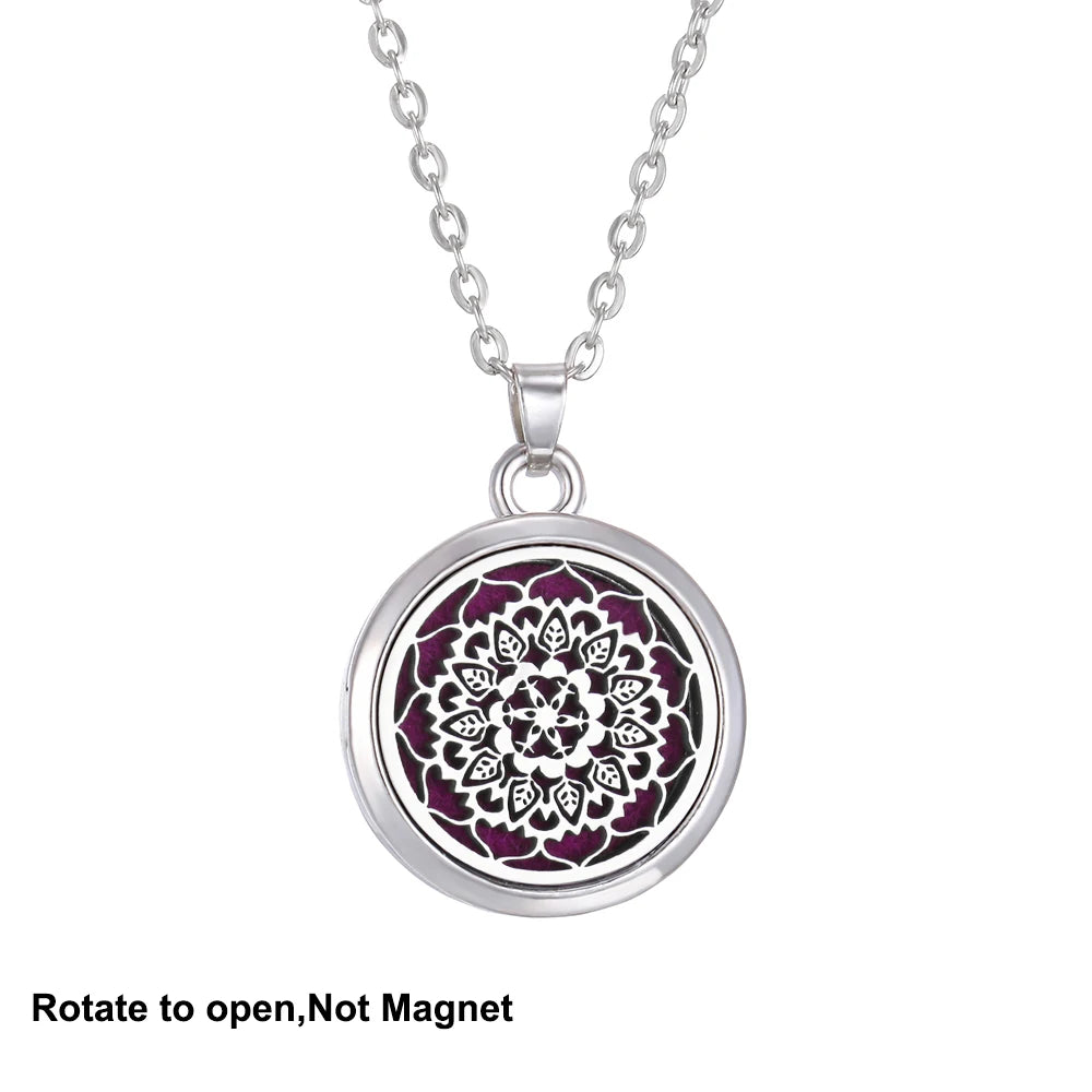 Collana Aromaterapia Albero della Vita – Ciondolo Rotondo Diffusore Oli Essenziali in Acciaio Inox | Idea Regalo Donna