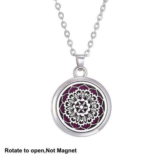 Collana Aromaterapia Albero della Vita – Ciondolo Rotondo Diffusore Oli Essenziali in Acciaio Inox | Idea Regalo Donna