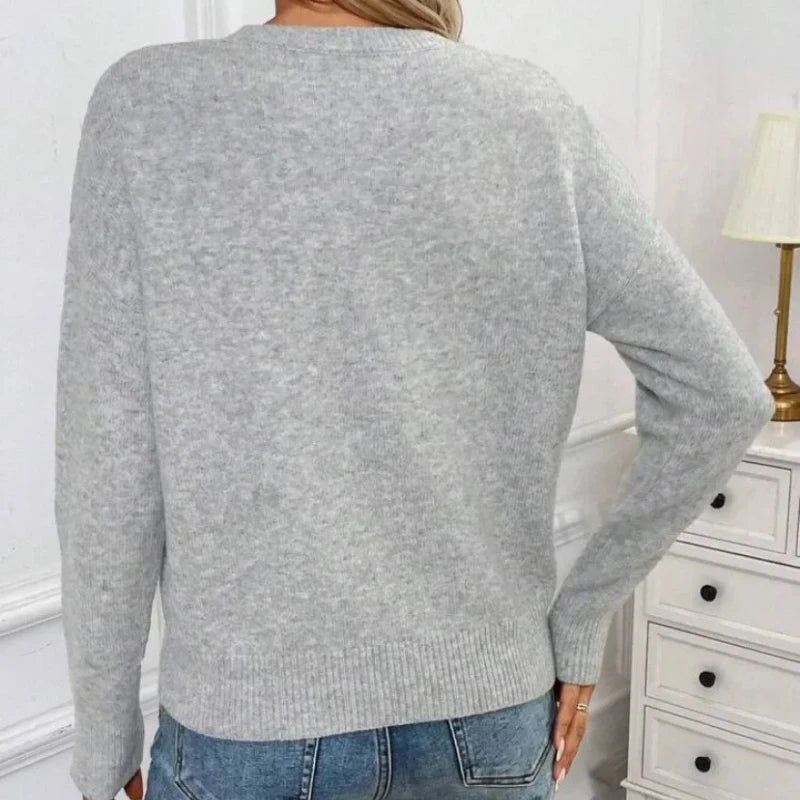 Pullover jacquard a fiori donna 2025 – Maglione elegante floreale knit per autunno/inverno, stile temperamento casual