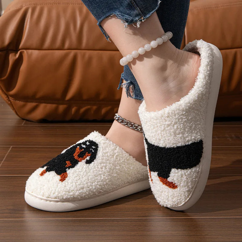 Ciabatte indoor donna 2025 – con bassotto o gatto ricamato suola antiscivolo