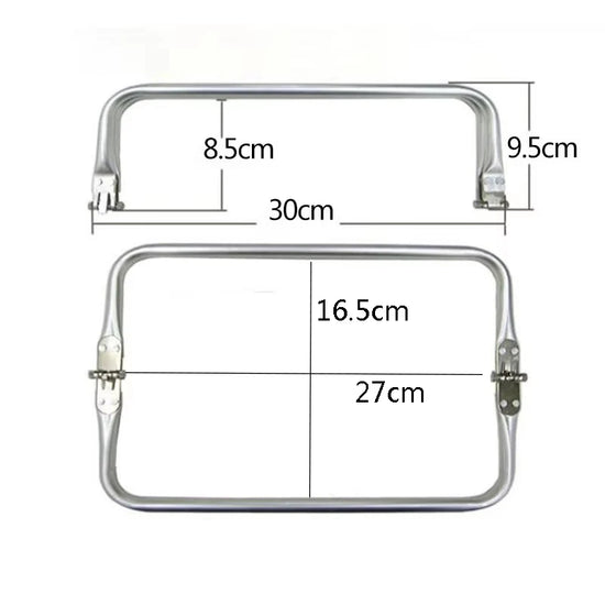 Set 10 Chiusure in Alluminio Argento per Borse Uncinetto  – Chiusura a Scatto per Pochette, Clutch e Doctor Bag (16-40 cm)