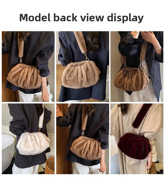 Borsa Crossbody Fluffy Cloud in Ecopelliccia – Clutch Imbottita d’Inverno per Donna, Versatile e Morbida